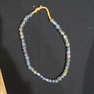 Source Unknown Blue and Yellow Necklace with Polished Beads